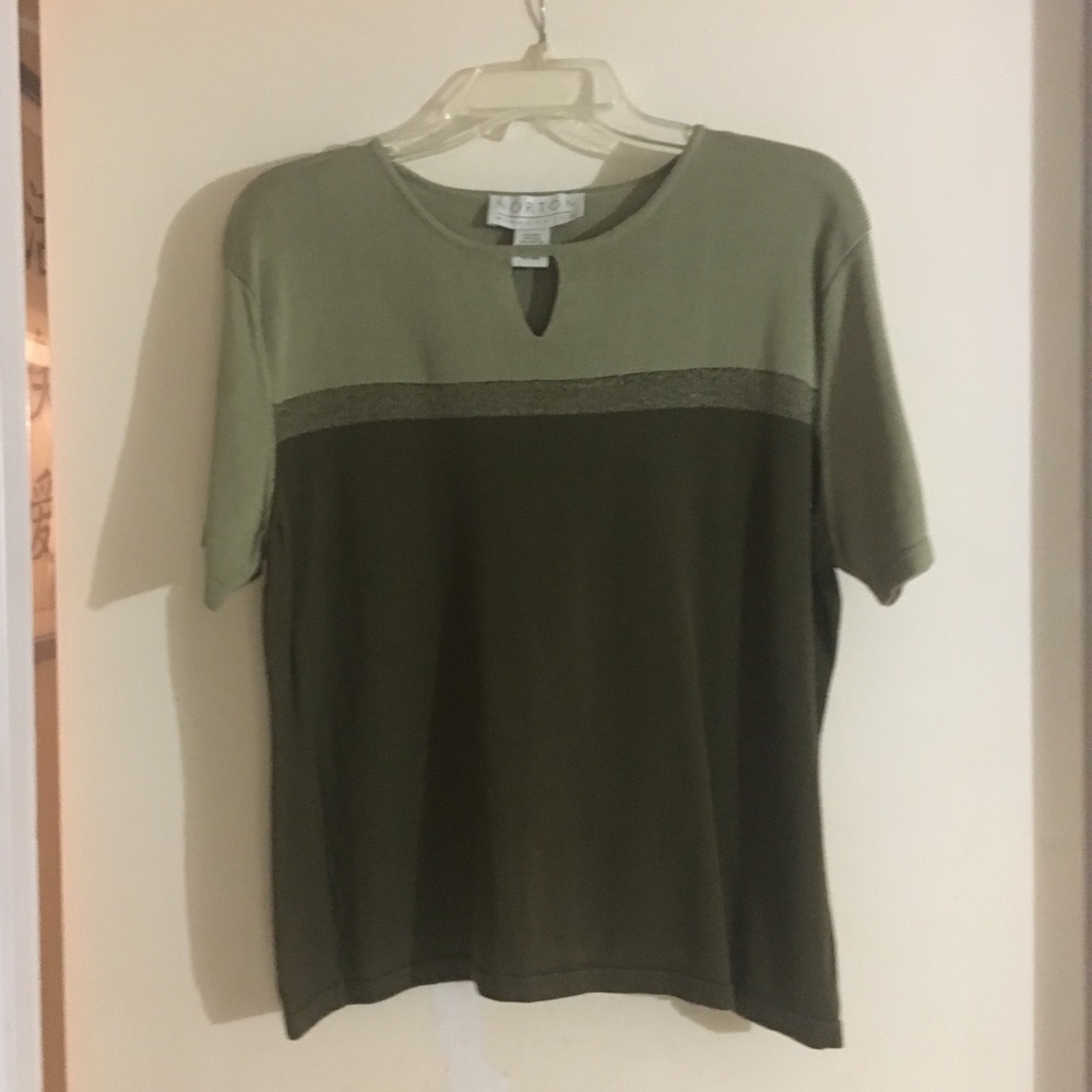 Norton McNaughton Green 70% Silk Blouse Size XL